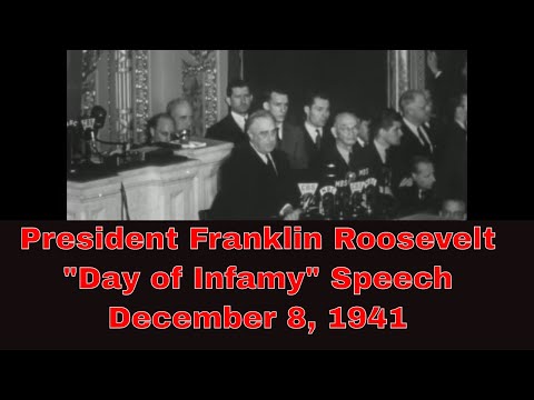 PRESIDENT FRANKLIN DELANO ROOSEVELT " DAY OF INFAMY " SPEECH  DEC. 8, 1941  WAR AGAINST JAPAN 22404