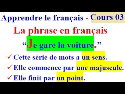 Apprendre la langue française : Cours 03 définition simple et facile d'une phrase (parler français)