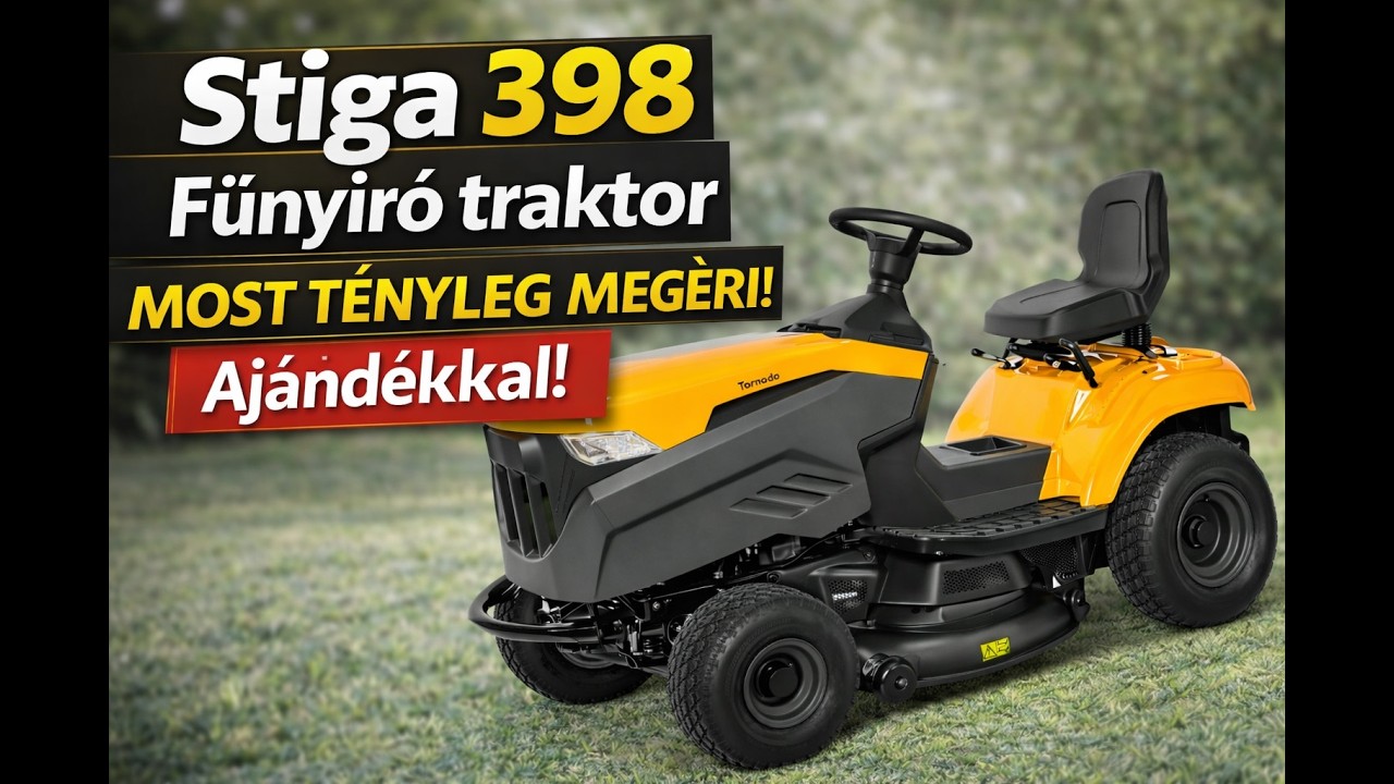 Stiga 398 fűnyíró traktor – gyors és hatékony megoldás nagyobb kertek fűnyírására,most ajándékkal.