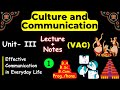 Lecture Unit - 3 Part - 1 | Effective Communication in Everyday life | Culture &amp; Communication (VAC)