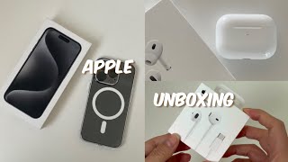 unboxing | 언박싱 | 애플 모두 모여 | 아이폰 15프로 에어팟 프로 이어팟 언박싱 | apple iphone15pro airpodspro2 earpods
