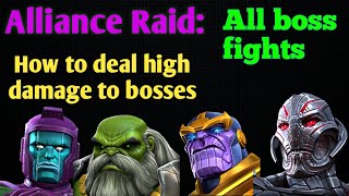 Alliance Raid All boss Fights, Maestro, Thanos, Kang, Ultron, How to deal high damage to bosses MCOC