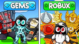 GEMS vs ROBUX Units In TOILET TOWER DEFENSE!