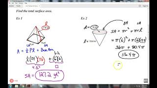 Geometry 10.2  Notes - Surface Area of  Pyramids and Cones