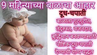 9 mahinyachya balacha ahar| बाळाचे वजन वाढवण्यासाठी उपाय|9 month baby food |बाळाचा आहार |दूध -चपाती