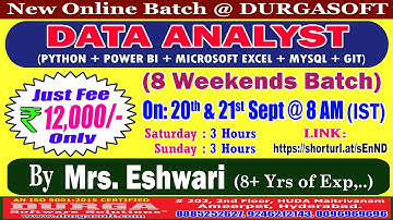 DATA ANALYST (8 Weekends Batch) Online Training @ DURGASOFT