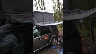Winter Camping Uk Disco 3 Rooftop Tent And Staffordshire Bull Terrier. Lr3 Overland Off Grid 4X4