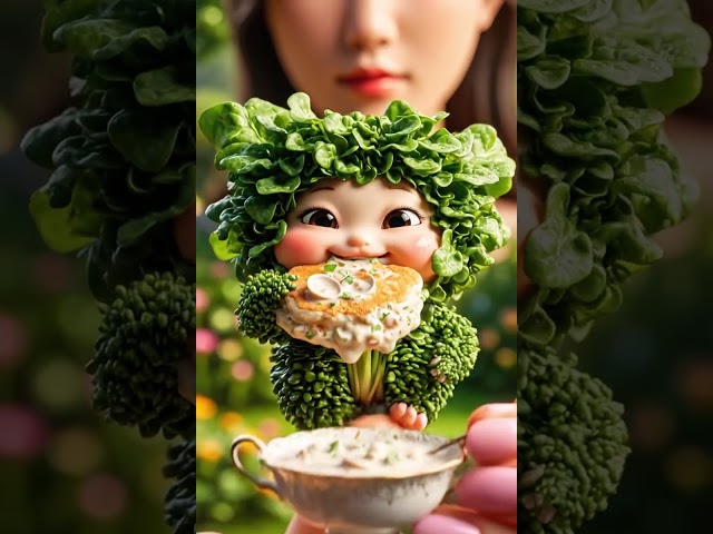 Tiny Watercress Eating Creamy Clam Chowder ASMR 🥣 #satisfying