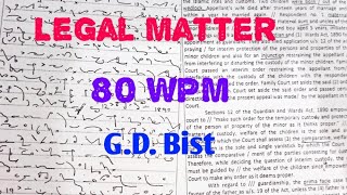Legal matter || Exercise- 17 || 80 WPM || 400 words || Dictation || G.D Bist Magazine