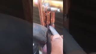 soldering 4 way valve #youtubeshorts #hvac soldering 4 way valve #youtubeshorts #hvac