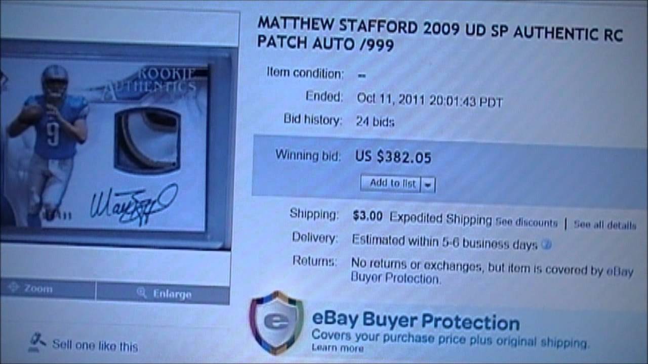 Ebay PSA Matt Stafford MOJO Rookie Patch Auto