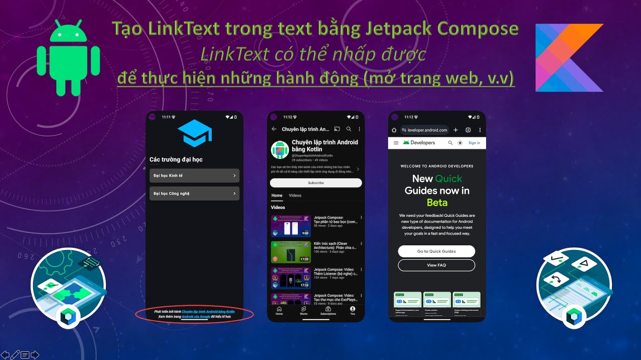 6.5.2: Jetpack Compose: Văn bản (Text): Tạo LinkText có thể nhấp được ...