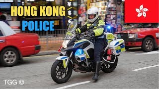 [Hong Kong] Police Using *Priority Siren* To Move Illegally Parked Taxis! (Honda Motorcycle)