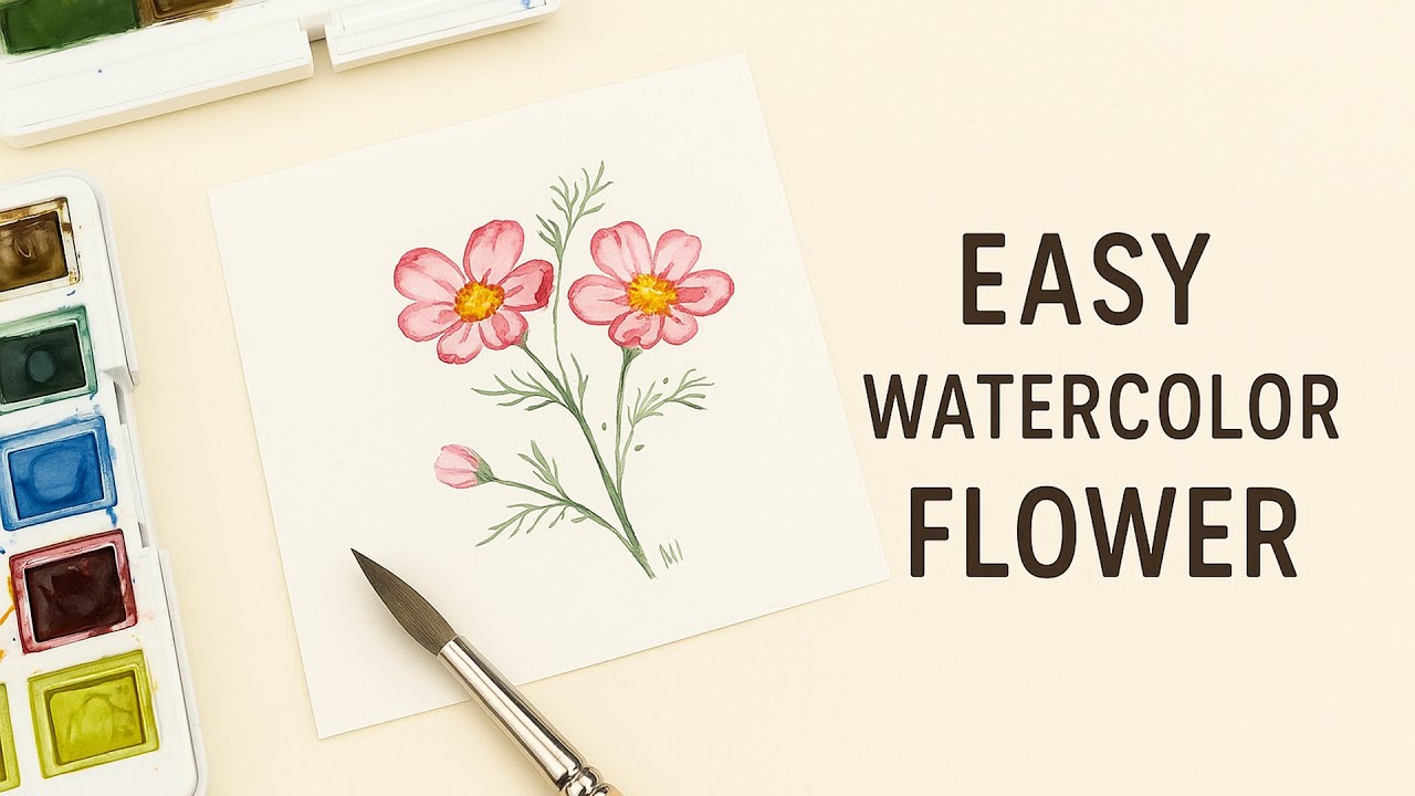 Easy Tiny Watercolor Flower | Relaxing Mini Painting for Beginners