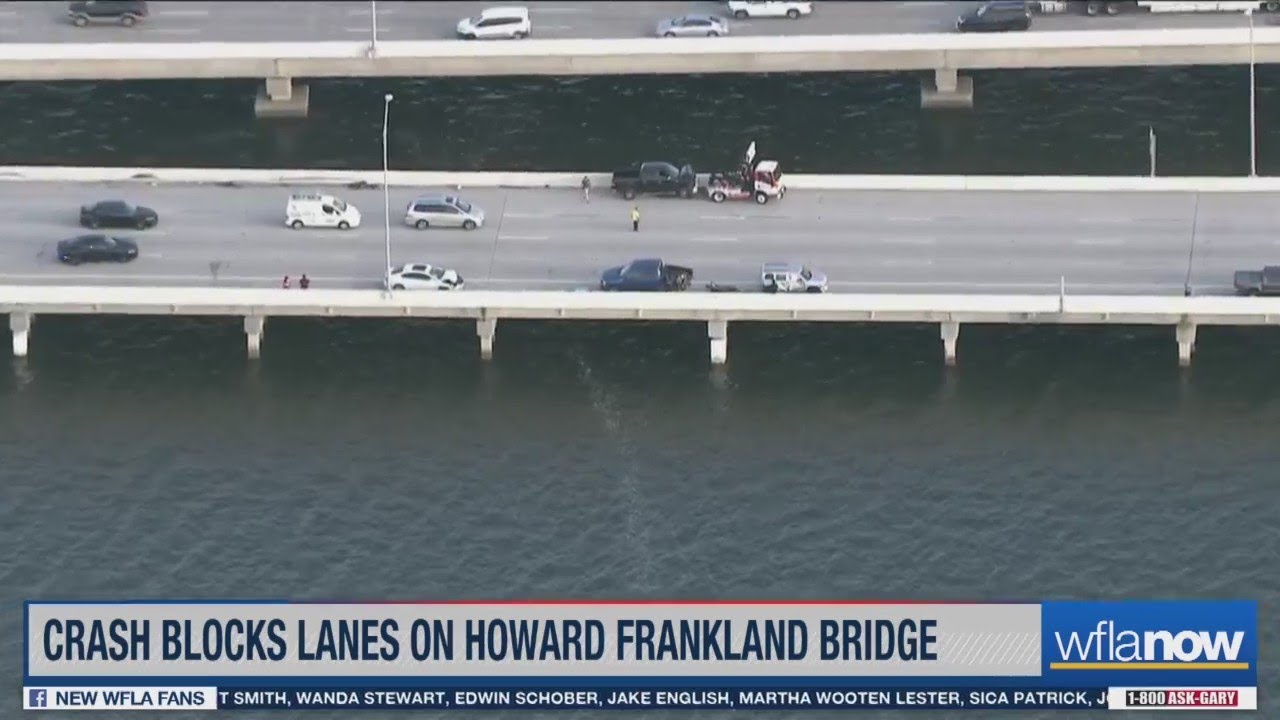 Crash blocks lanes on Howard Frankland Bridge - YouTube