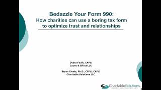 Bedazzle Your Form 990: How Charities Can Use a Boring Tax Form to Optimize Trust and Relationships