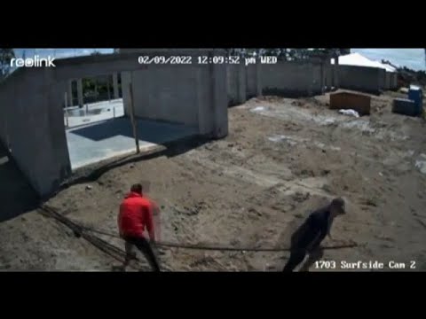 WATCH: Two men stealing rebar from construction site caught on camera ...