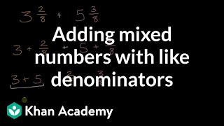 Adding mixed numbers with like denominators