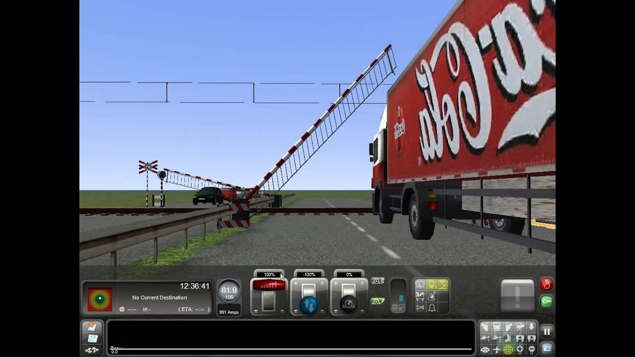 An EBO railroad crossing @ My route built to test railroad crossings in Train Simulator 2013