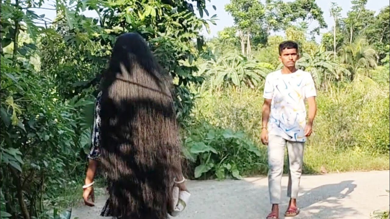 লম্বা চুলের পাগল || I wish I could touch Boudi's hair || short film || long hair play || hair braid