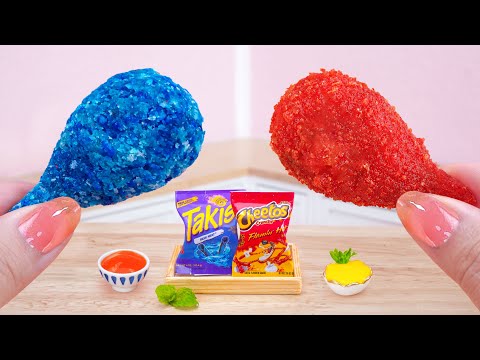 🔥Hot vs Cold Food Challenge❄️ Miniature Blue Takis or Hot Cheetos Fried Chicken🍗Tina Mini Cooking