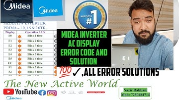 Midea Inverter AC Error Code  List |All Error Solutions|Complete information|Step By Step