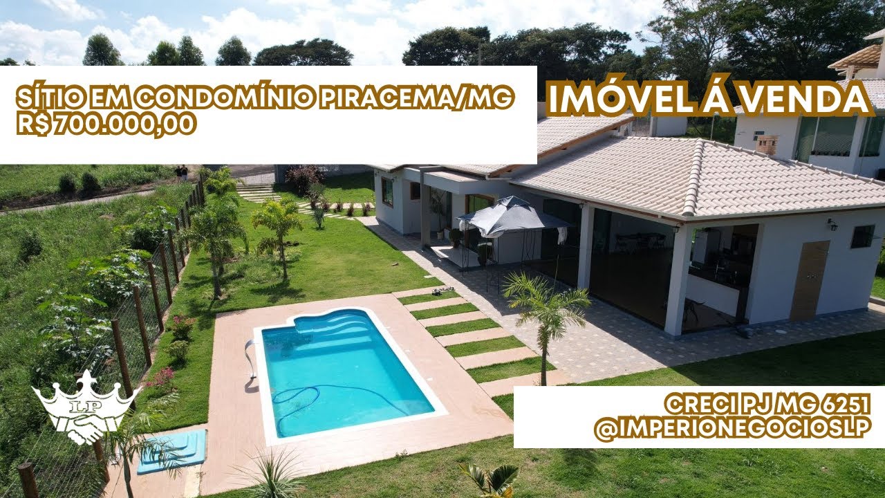SÍTIO A VENDA EM CONDOMÍNIO FECHADO EM PIRACEMA MG - APENAS 100KM DE BH