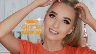 ORANGE GLITTER MAKEUP LOOK!