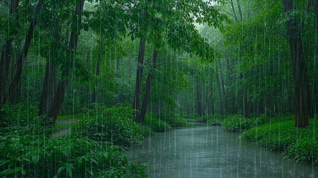 Relax & Deep Sleep with Gentle Rain on Lake | Powerful ASMR Forest Rain