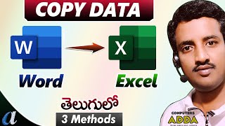 Copy Data from Word to Excel in Telugu || 3 Methods || 