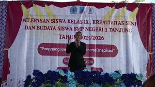 Sambutan Ketua OSIS 2024/2025 di acara pelepasan siswa kelas IX tahun  2025/2026