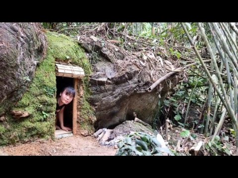 Building complete and warm survival shelter in forest - YouTube