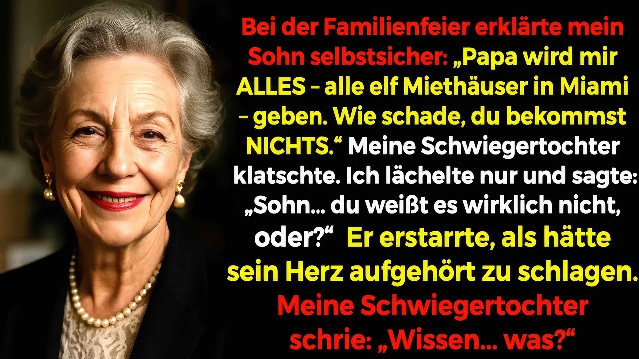 Bei der Teilung des Vermögens forderte mein Sohn alles, doch ich lächelte： ＂Sohn, du weißt nichts？＂