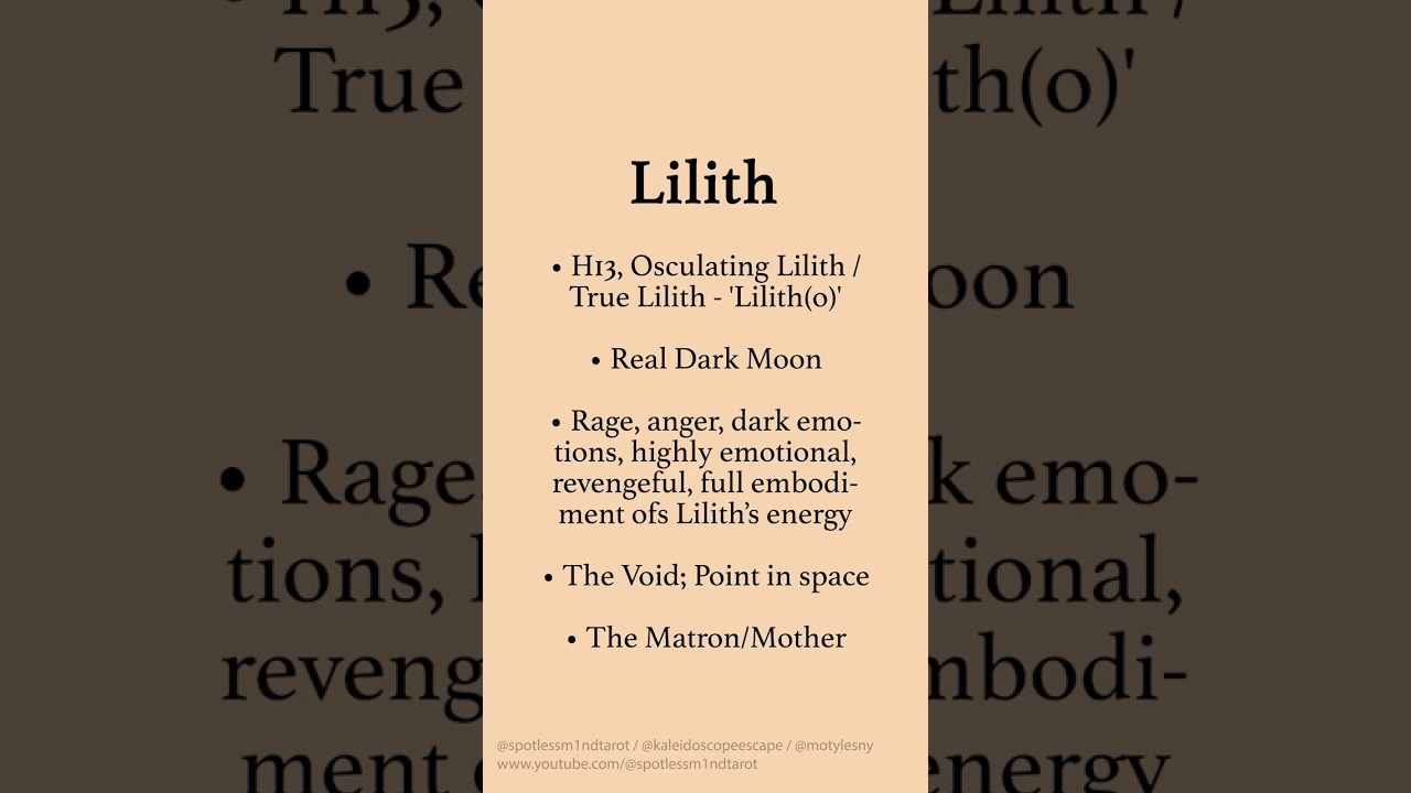 Lilith in Astrology Part 7 - Dark Moon Lilith 