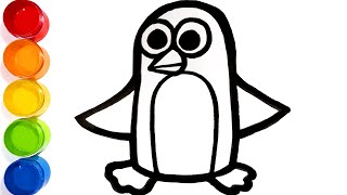 How to Draw and Color Penguin for Kids, toddlers | Penguin Coloring Pages