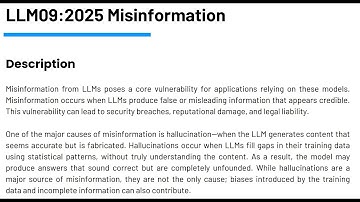 [閒聊系列] LLM09:2025 Misinformation