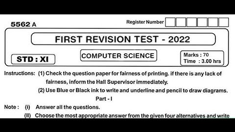 11th Computer science& application revision exam question paper leaked