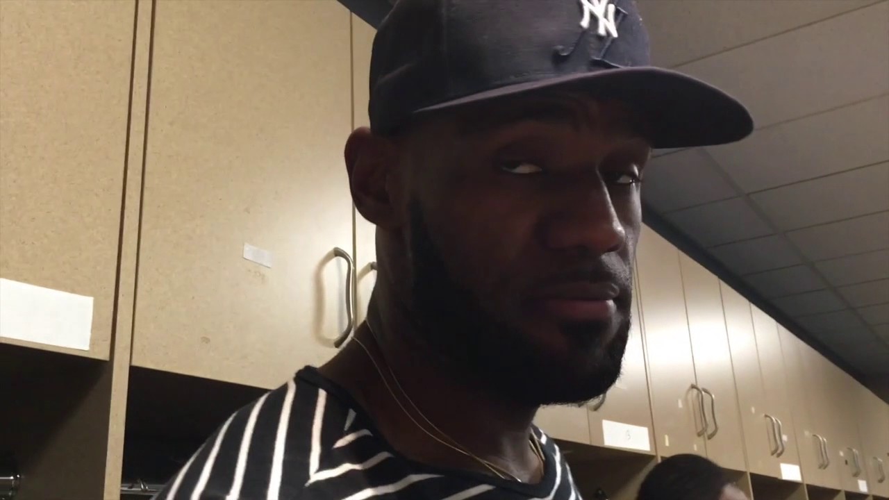 LeBron James, donning Yankee hat 