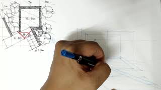 Perspective Drawing : View 10 Multipoint perspective #shorts