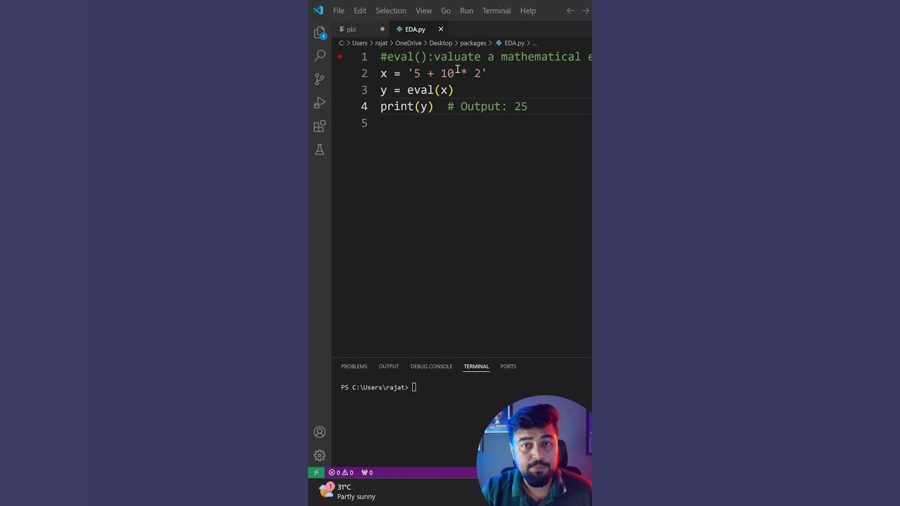Use of Eval function in Python #python #eval - YouTube