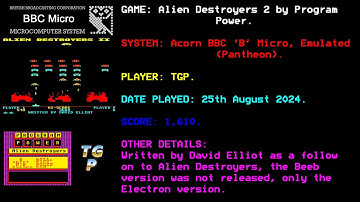 Alien Destroyers 2 - Program Power - BBC Model B - Emulated (Pantheon) - 1,610 points.