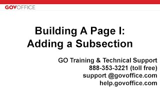 Details Building a Page 1:  Adding a Subsection Update