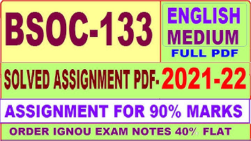 bsoc 133 solved assignment 2021-22 / bsoc 133 solved assignment in English / ignou bsoc 133