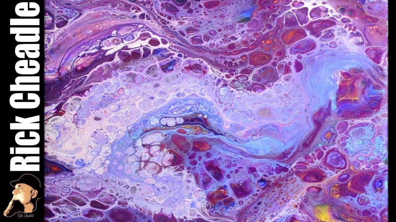 Acrylic Pour w Liquitex Basics Paint, Elmer's School Glue and B'laster Silicone on Easy Flow