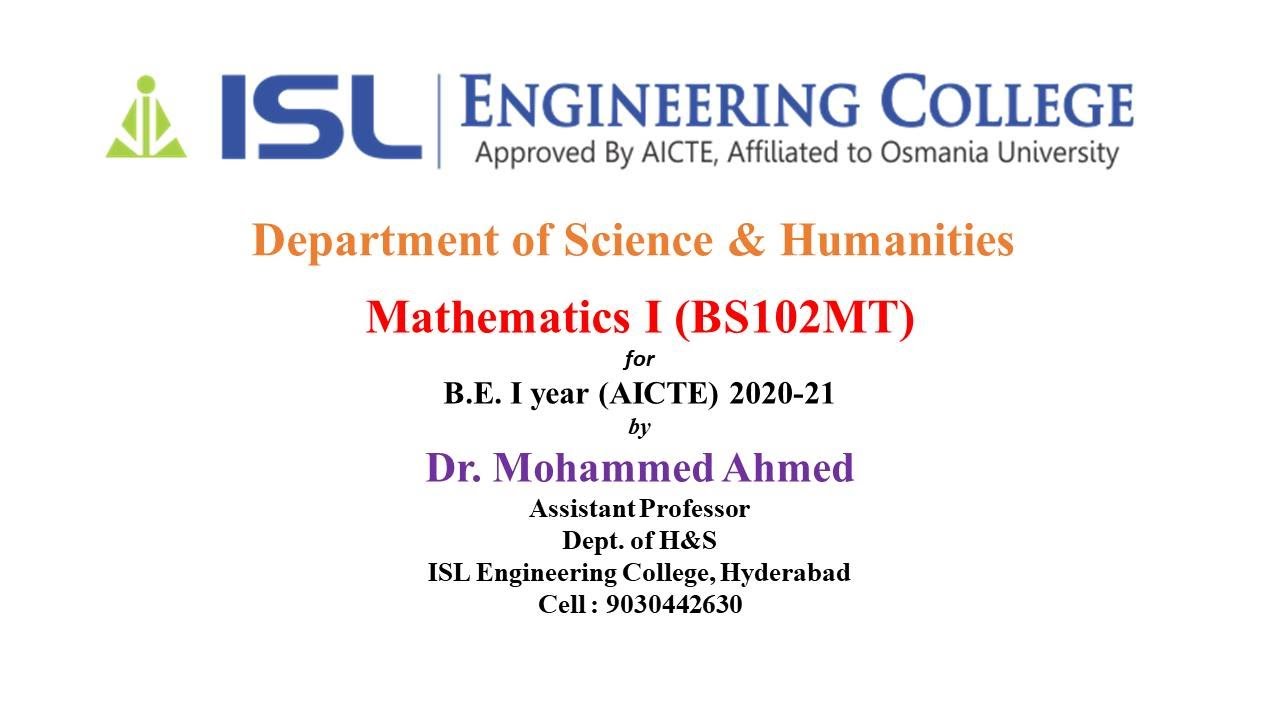 Lecture 1 Mathematics 1 (Introduction) - YouTube