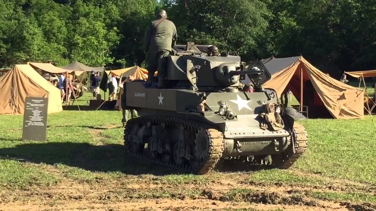 M5A1 Stuart backing up to parking spot after last battle