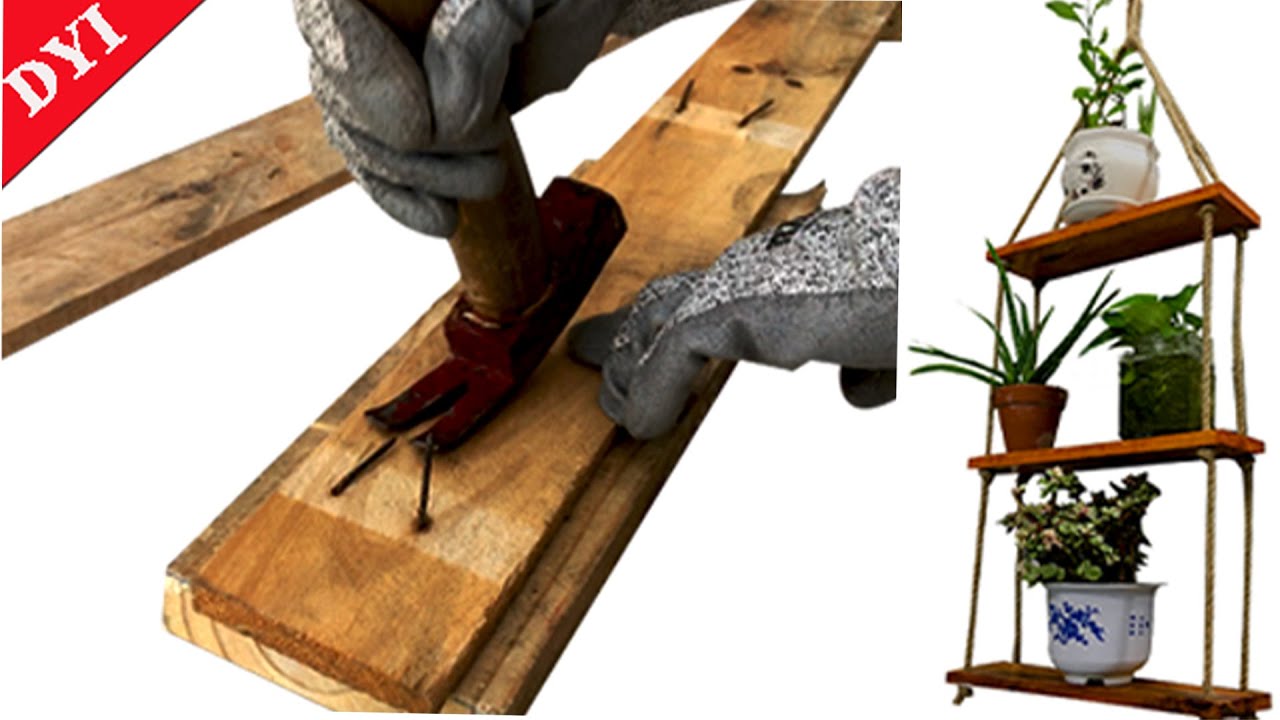 Ideas to make hanging shelves from old pallet wood | decor ideas from wooden pallets