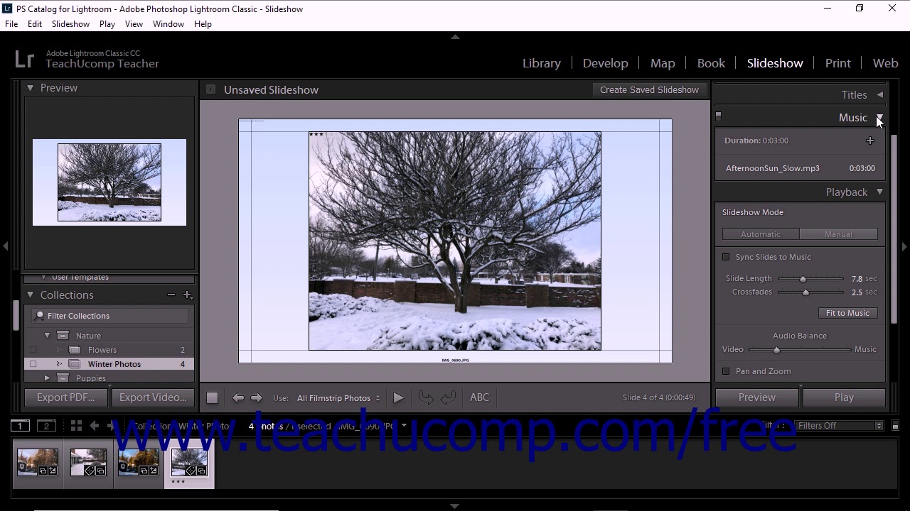 Lightroom Classic CC Tutorial Setting Slideshow Playback Options Adobe