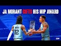 Ja morant gifts his mip award to desmond bane   highlights shorts