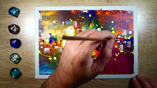 Contemporary Abstract Painting In Acrylics | Colorful Art | Palette Knife | Step By Step screenshot 5
